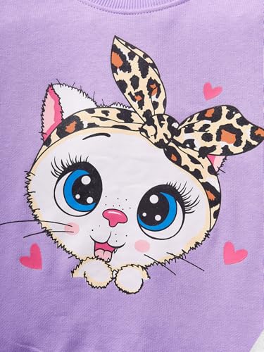 Image of Little Girls Unicorn Outfits 2 Piece Kids Ruffle Sleeve Sweatshirt + Leggings Fall Leopard Clothing Sets 2-10 Years
