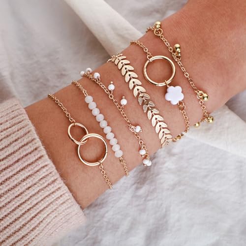 Stylish Multilayer Plated Bangle Bracelet Set of 6
