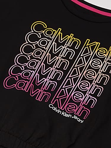 Calvin Klein Girls' Short Sleeve Cotton Logo Dress, Elastic Cinched Waist & Tagless Interior3