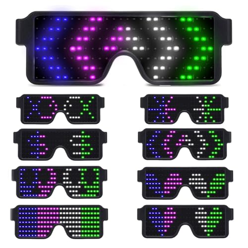 LED-Brille, leuchtende Sonnenbrille, dynamische leuchtende Rave-Brille, Partyzubehör, wiederaufladbar, USB, 8 Modi, leuchtet im Dunkeln, blinkende Brille für Geburtstag, Nachtclub, Halloween LED-Brille, leuchtende Sonnenbrille, dynamische leuchtende Rave-Brille, Partyzubehör, wiederaufladbar, USB, 8 Modi, leuchtet im Dunkeln, blinkende Brille für Geburtstag, Nachtclub, Halloween