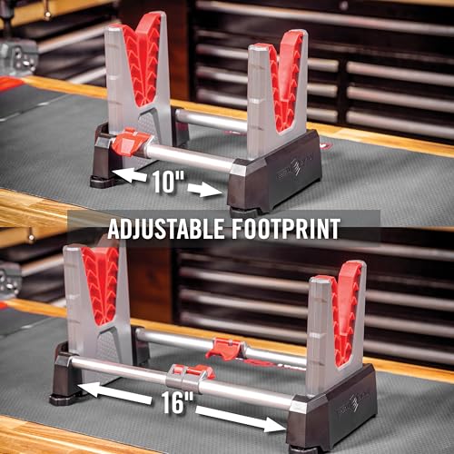 Real Avid Speed Stand | Collapsible Design, Adjustable 10" - 16" Stand for Cleaning & Maintenance | Compact, Portable Range Stand | Lightweight Vise Perfect for Hunting Rifles & Shotguns,Red3