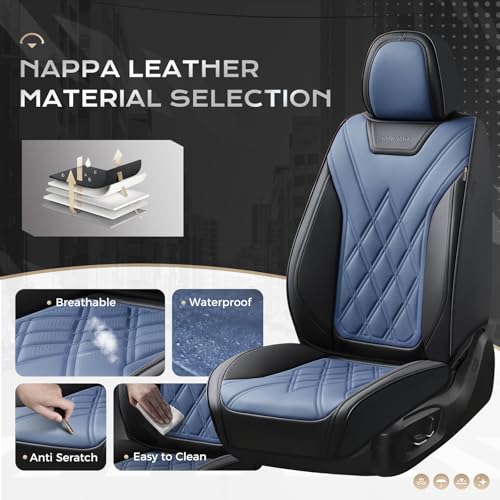 Image of Coverado Car Seat Covers Full Set, Seat Covers for Cars, Front Seat Covers and Back Seat Cover Waterproof Leather Automotive Seat Cover, Universal Car Interior Protectors Cushion for Most Cars