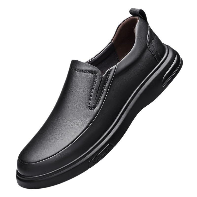 Men’s Leather Oxford Shoes Slip-On Comfort Loafers Round Toe Wedding & Business Dress Shoes for Formal Wear