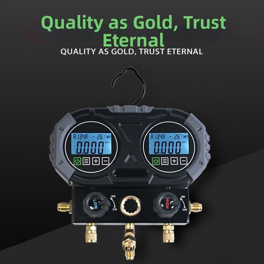 Digitales -Manometer mit Kugelventil, 0-6000 kPa Druckmessgerät für HVAC, Vakuumtester mit TFT-Display für R134A, R410A, R32, R290, für r1234yf und weitere zur