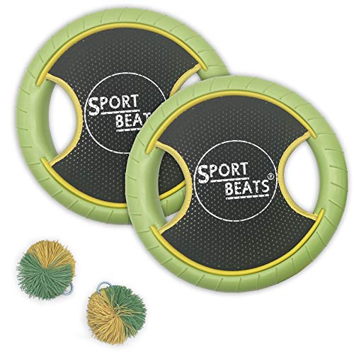 SPORT BEATS Outdoor Bouce-Back Trampoline Paddle Ball Game Set for 2 Player 1 Ball Included