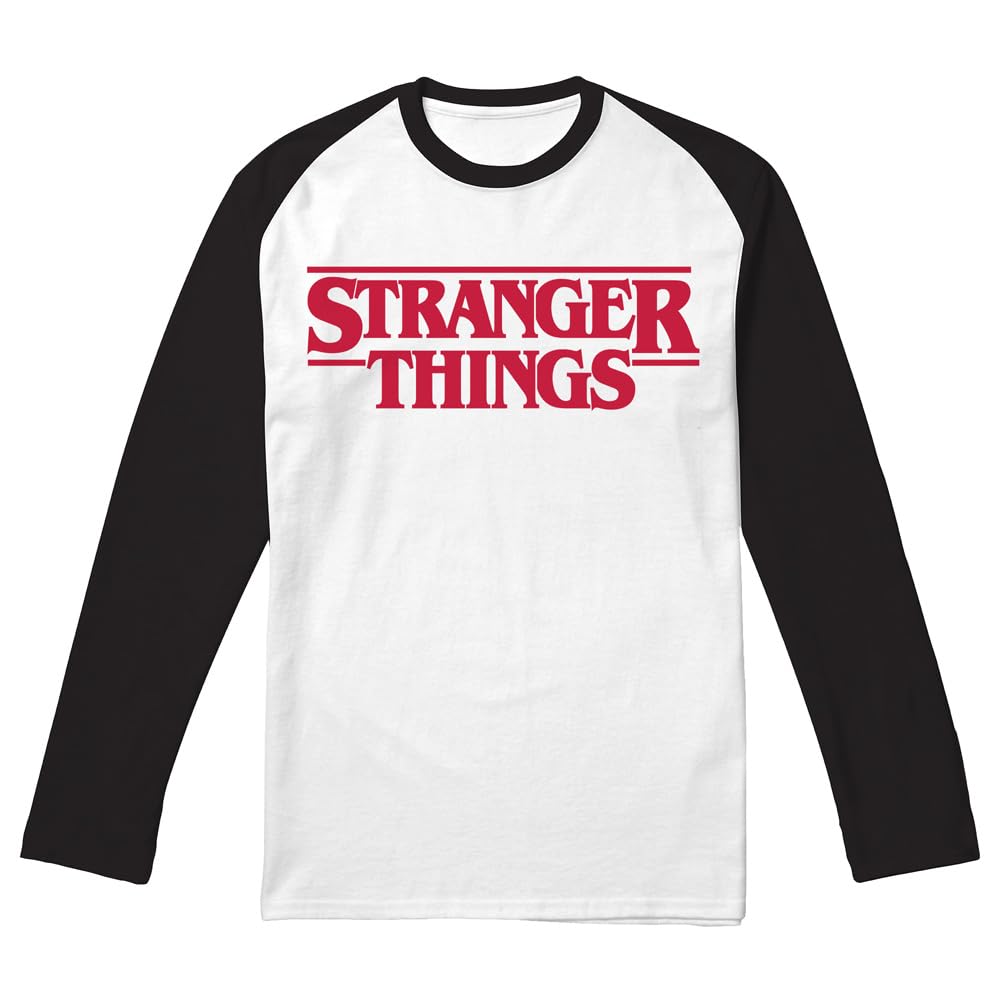 Stranger Things Hellfire Club Raglan Ls Adult Long Sleeve Baseball T Shirt, White/Black, XXX-Large