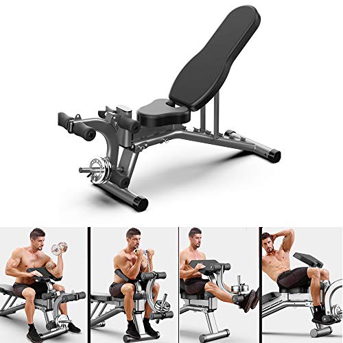 Weight Bench Adjustable ,Flat/Incline/Decline Utility Bench Press,Sit Up Workout with Leg Extension for Home, Gym & Fitness Studio,black（Maximum Load：300lb）