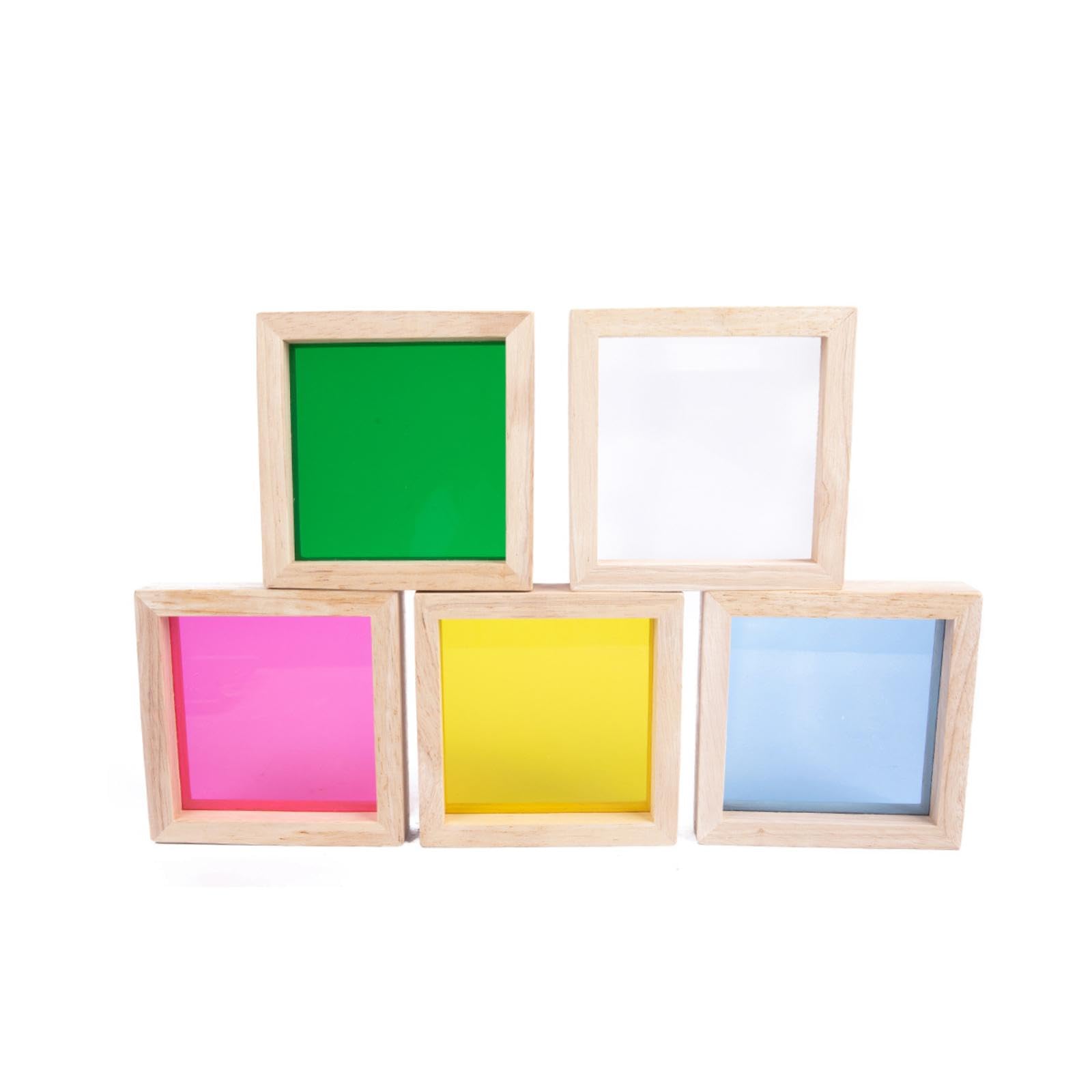 Set di 7 Blocchi Da Costruzione in Legno Acrilico Colorato per Lo Sviluppo Sensoriale Nella Scuola Dell'infanzia: Ideali per Impilare E Apprendere, come descritto, 14cm