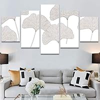 SIGNWIN 5 Panel Canvas Wall Art Modern Art Decorative Elements Expressive Leaves Multicolor Patterns Photography for Home Decorations Ready to Hang - 60
