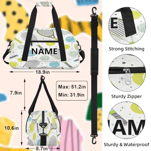 Tennis Custom Small Gym Bag 18 inch for Women Men Personalized Tennis Carry On Overnight Weekender Bag for Travel Work Dance Sport3