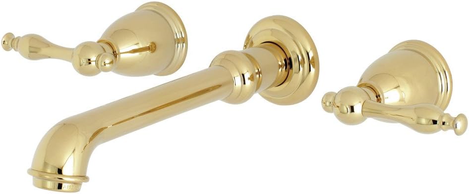 Kingston Brass KS7122NL 8-Inch Center Wall Mount Bathroom Faucet, Polished Brass