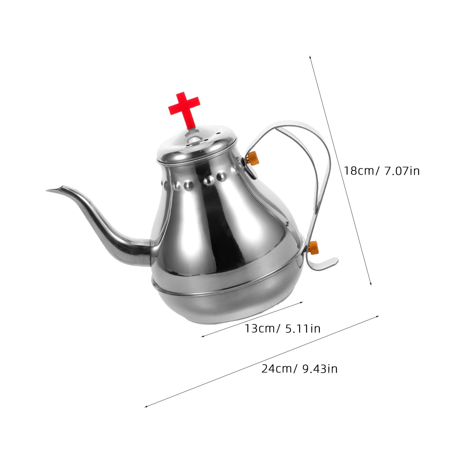 Tetera de Acero Inoxidable de 1.2l Tapa Roja y Diseño Vintage Elegante, Adecuado para Reuniones Religiosas y Uso en Restaurantes Construcción Resistente y Bordes Redondeados