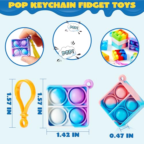 Image of JOYIN Square Pop Fidget Keychain 90 Pack Pop Fidget Toys Bulk Party Favors for Kids 4-8,8-12 Years, Halloween Birthday Goodie Bags Stuffers Back to School Gifts Classroom Prizes Sensory Toys