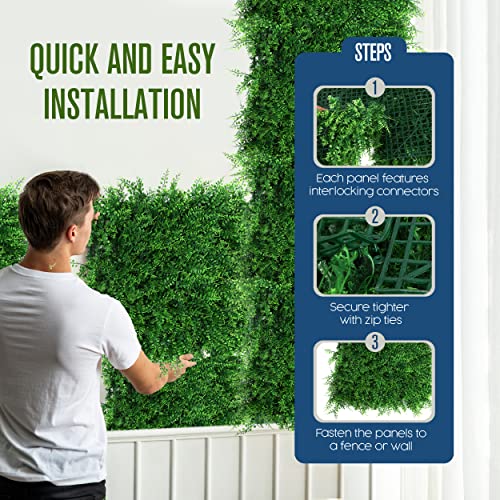 Houseables Grass Wall Panels, Greenery Wall, Greenery Backdrop, Grass Backdrop, Fern Panels, Artificial Green Decor, Faux Hedge, Fake Plant Squares, Leaf Tiles, Outdoor Living Decoration, 12x12, 12PK by Houseables - Image 3