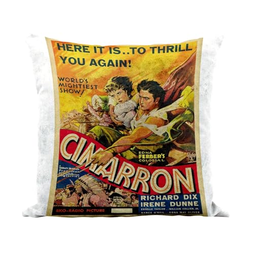 Coussin similicuir blanc 40x40 cm avec affiche de film rétro Cimarron - 2