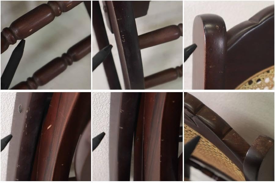 英国アンティーク 折りたたみ式 ロッキングチェア 籐 ラタン 薔薇の花