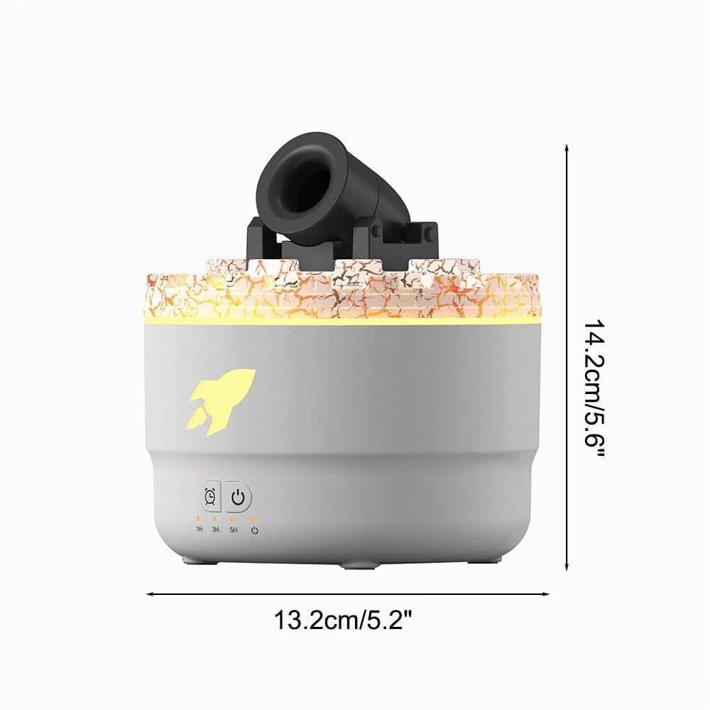 Umidificatore, Diffusore Cannone da Aromi con Nebbia di Vulcano Simulato, Umidificatori Ambiente Cannone Silenzioso con 7 Luci Colorate per Casa Ufficio Viaggio