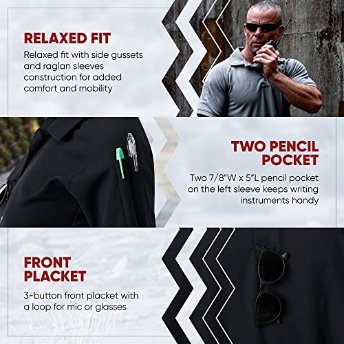 Vertx Mens Tactical Polo Shirt, Short Sleeve T-Shirt, Breathable, Moisture-Wicking, Outdoor Performance Tactical Clothing For Active Missions, Police, Security, Relaxed Fit, White, Large #TOP2