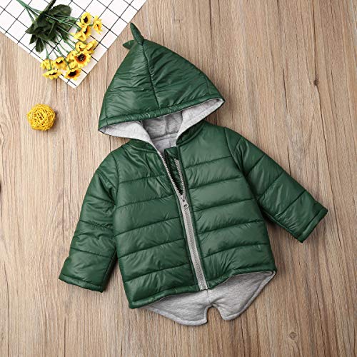 Wallarenear Winter Coats For Toddler Kids Baby Boys Girls Padded Light Puffer Jacket Outerwear Infant Winter Down Jacket With Hoods (Dinosaur Hooded Green, 5-6 Years) #TOP4