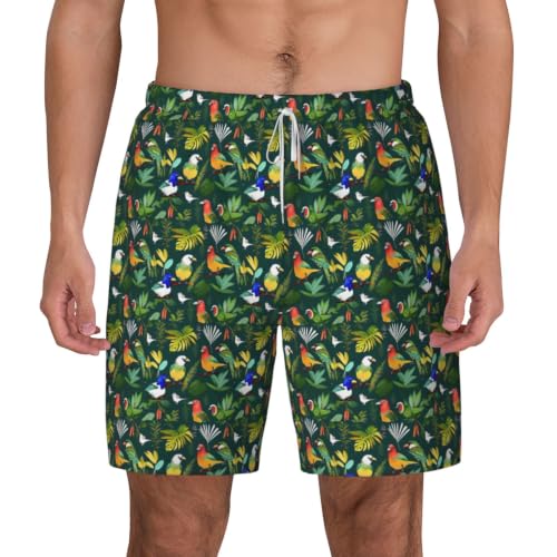 Short de bain homme respirant et léger séchage rapide oiseaux tropicaux