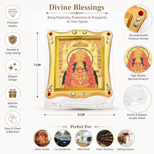 Image of Car Dashboard Idol Tara Maa Golden Foil, Religious Photo Frame for Car, Home Temple & Office, Divine Pooja Gift & Spiritual Decor Item