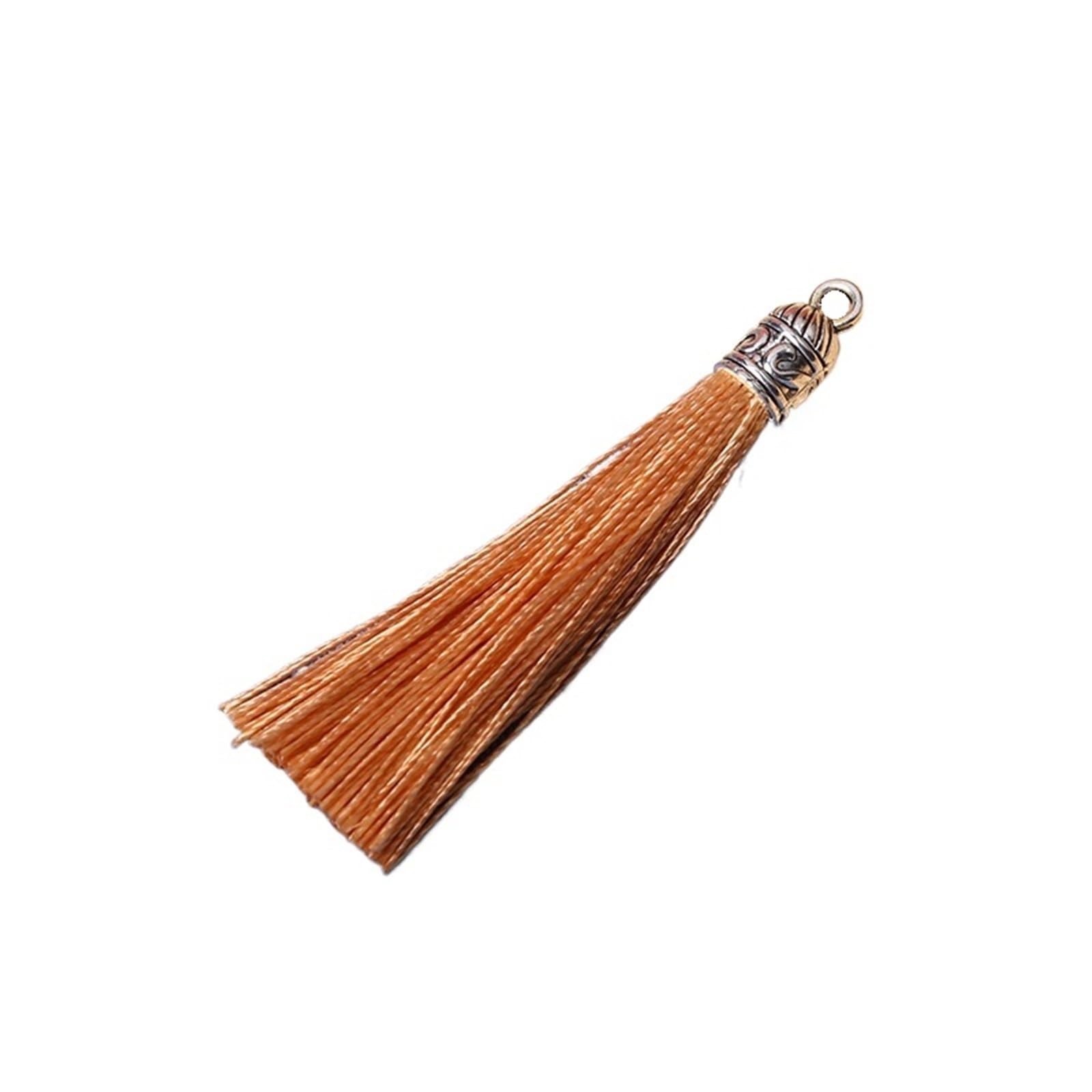 Mini Tassels 50Pcs Keychain Tassel Charms Bulk Silky Handmade Tassels Mini Crafting Tassel for Earrings Bracelets Necklaces DIY Craft for Crafts(Khaki)