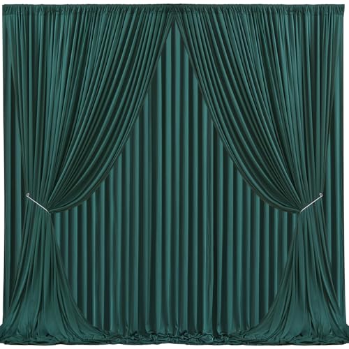 Image of 20x10ft Hunter Green Backdrop Curtain for Wedding Parties Wrinkle Free Fabric Dark Green Drapes Backdrop Decoration for Baby Shower Birthday Photography Decoration 4 Panels, 5ft x 10ft