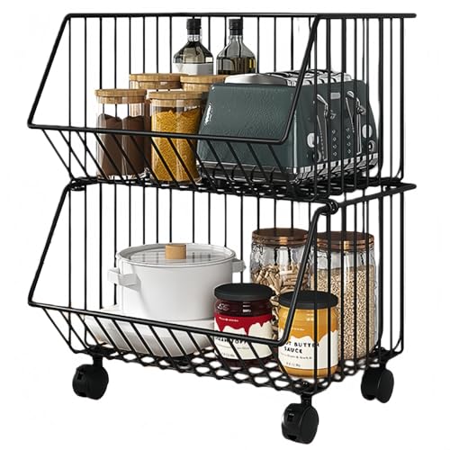 YAKINO �L�b�`�����S�� �X�`�[�����b�N ���[���S�� ���[�o�X�P�b�g ���[�I �L���X�^�[�t�� ���O���E�ςݏd�ˉ\ �h�K ��e�� �I ���[ ���s30 cm �X���� �g�C�� ���r���O �䏊���[ (�u���b�N,2�i�F41*29*42cm)