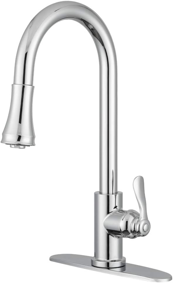 Pacific Bay Vicenza Single-Handle Pull-Down Sprayer Kitchen Sink Faucet - Spot-Resistant - Optional Deck Plate Included (Venetian Bronze) - Latest Model