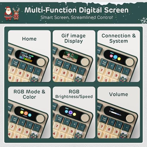 Image of RK ROYAL KLUDGE S98 Mechanical Keyboard w /Smart Display & Knob, Top Mount 96% RGB Wireless Gaming Keyboard BT /2.4G /USB-C, Hot Swappable, Software Support, Creamy Sound, 98 Keys Winter Beige