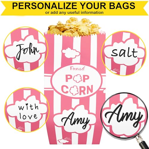 cusinium 1oz pink paper popcorn bags 100-pack - carnival theme - customizable