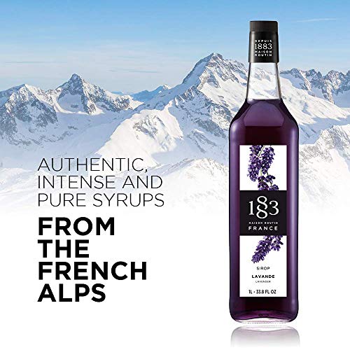 Image of 1883 Lavender Syrup - Flavored Syrup for Hot & Iced Beverages - Gluten-Free, Vegan, Non-GMO, Kosher, Preservative-Free, Made in France | Glass Bottle 1 Liter (33.8 Fl Oz) (Pack of 2)
