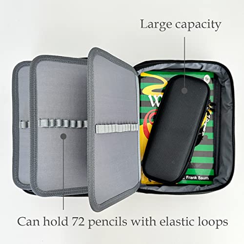 Image of Large Capacity 72 Slot Pencil Case for Colored Pencils, Stationery Pouch, Black