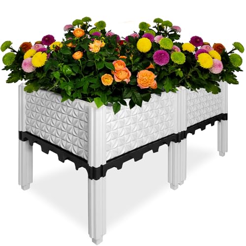 Two Modular Raised Garden Bed with Legs Planters for Outdoor Plants Planter Box Plant pots Elevated Garden Boxes to Planting Flowers Vegetables Strawberry and Herbs on Garden Patio Balcony Deck