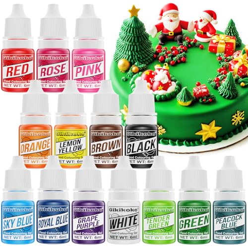 Food Colouring Gel - 14 Colours Gel Food Colouring Set Concentrated, Easy to Use Food Dye, Food Colouring for Baking Cream Cakes Decorating Macarons - 6ml