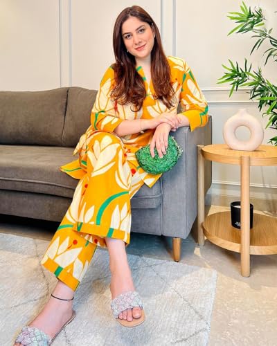 Image of ANNI DESIGNER Cotton Blend Women's Kurta with Pant
