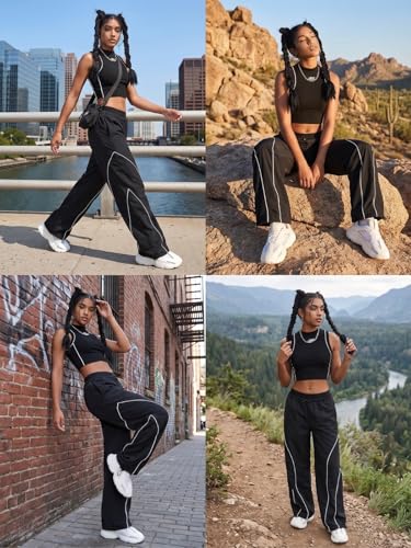 Image of GRECIILOOKS Track Pants for Woman | Parachute Pant for Women Baggy | Loose Trousers for Women | Baggy Cargo Pant's for Woman | Trendy Parachute Pants for Travel & Everyday (Available in Plus Size)