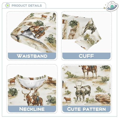 JUNZAN Western Cowgirl Wilderness Little Kids Hooded Sweatshirt Long Sleeve Hoodies for Girls Party 4T3