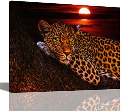 Black Golden Animals Wall Art Bathroom Decor Attractive Leopard Office Wall Decor Luxury Artwork for Living Room Home Decorations Ready to Hang - 16''x12'', 1 Piece, King of Leopard