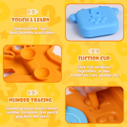LOMAGTI Preschool Learning Math Toy for Toddlers, Silicone Counting Board with Number Tracing | Montessori Educational Math Manipulatives Number Counting Blocks for 3 Year+ Boys Girls Gifts - Image 4