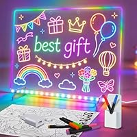 LED Zeichenbrett Kinder, Kreatives Lernspielzeug für Mädchen Jungen 4-8 Jahre, Leuchttafel mit 8 Farben & 6 Lichtmodi, Wiederverwendbare Maltafel mit Neon Stiften, Geschenk für Kinder
