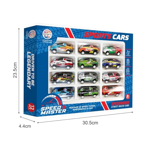 Image of RATNA'S Speed Master Sports Car for Kids 12 Pcs Set Pull Back Vehicles Racing Car for Kids for 2 Years+