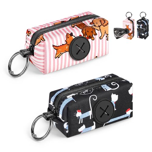 2 Pezzi Porta Sacchetti Cacca Dispenser Porta-sacchetti Cane da Guinzaglio per Escrementi Cani con Moschettone può Contenere 3-4 Standard Rotoli di Distributore Cacca Sacchetti per Portare a Spasso(A)