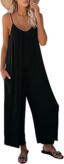STOLKISS Women Casual Jumpsuits Summer Sleeveless Loose Jumpsuit Shoulder Strap Adjustable Long Pants Rompers with Pockets
