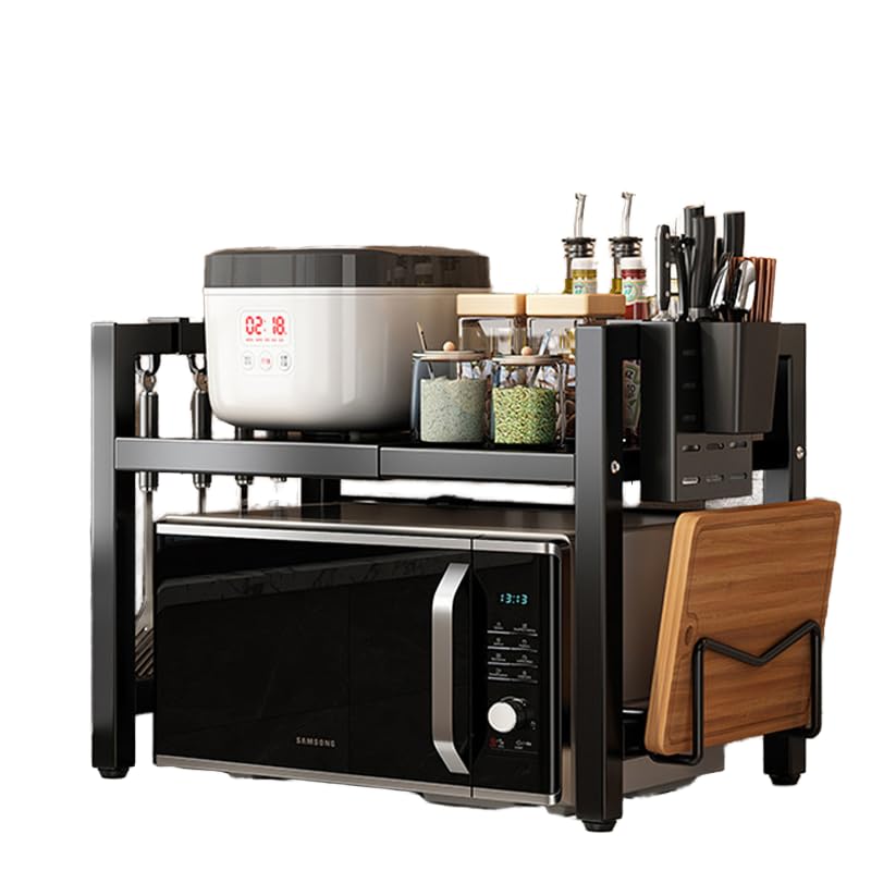SHOPNIA MARKETPLACE Estante Microondas de Cocina – Soporte para Microondas de Encimera Ajustable con Estantería de Almacenamiento – Organizador para Cocina Moderna