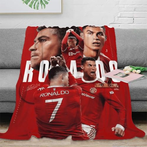 UPRSTUVWX Ronaldo Microfibra Manta Impresa 3D Manta Cubierta De Cama Suave Acogedora Y Cálida Mullida Multiusos para Niños Adultos，para Adultos Y Niños 80x90inch(200x230cm)