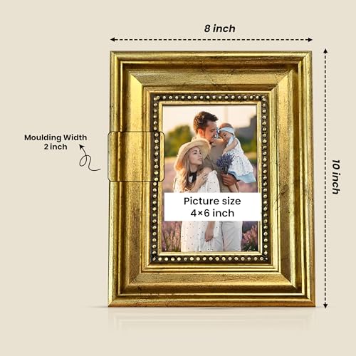 Image of Art Street Elegant Vintage Table Photo Frame for Tabletop With Back Stand, 4x6 Inch Photo, Decorative Frames Perfect for Home Decor, Unique Gift Idea, Durable, Birthday, Wedding, Return Gift (Gold)