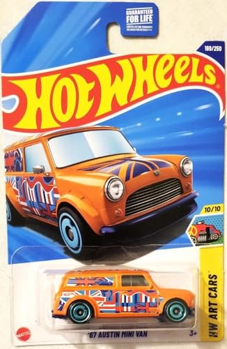 Hot Wheels Austin Mini Van 1:64 Naranja con Gráficos miniatura 1