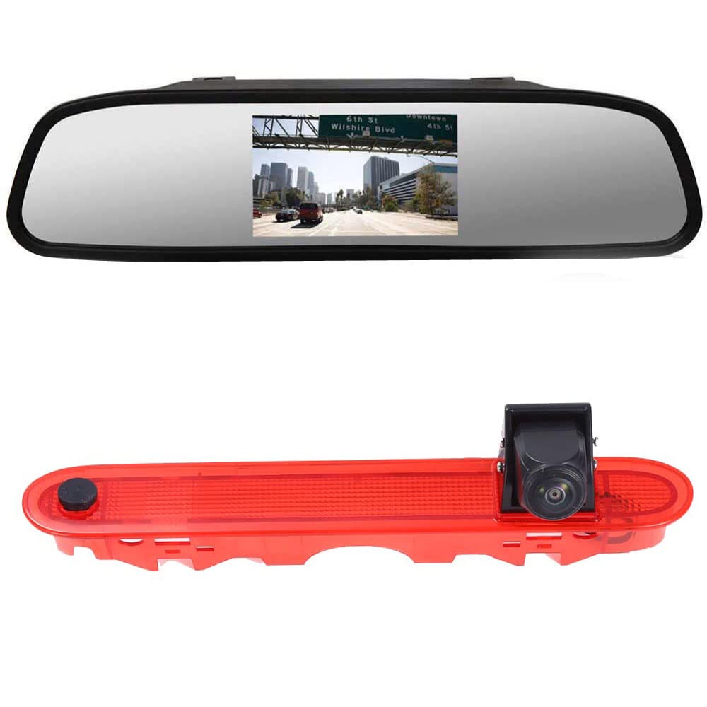 4.3" Pouces HD Rétroviseur Moniteur + HD Vision Nocturne IR Feu de Freinage Caméra de Recul Remplacement pour Renault Kangoo II 2007-2021/Mercedes-Benz Citan Tourer W415 Micro Camper 2012-2021