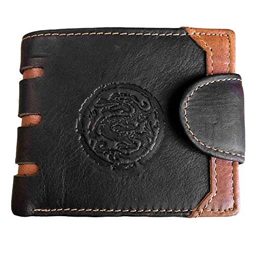 Dragon Men's Genuine Leather Bifold Brown Money Many Card Case Holder Wallet #TOP15